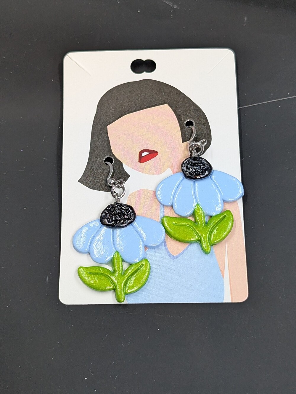 Floral Blue & Green Dangle Earrings - Women Accessories